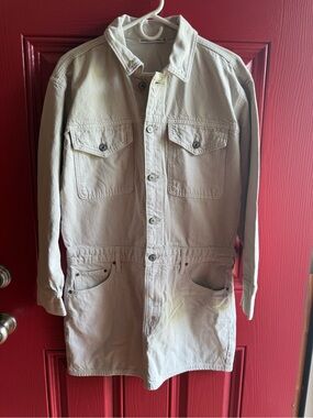 NWOT Abercrombie and Fitch khaki denim button up dress with front/back pockets